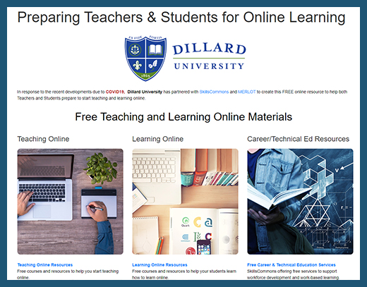 Dillard University - Teaching and Learning Online Website